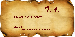 Timpauer Andor névjegykártya